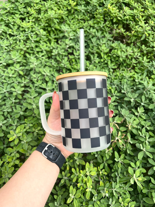 Checkered Glass Mug