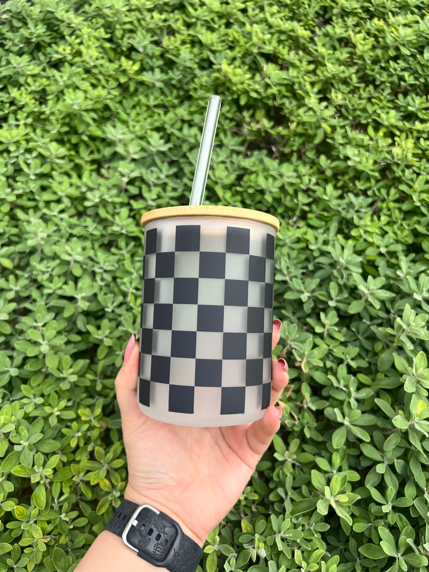 Checkered Glass Mug