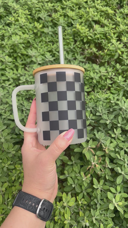 Checkered Glass Mug